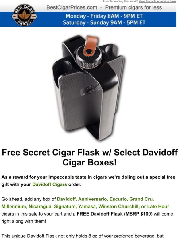 Best Cigar Prices 😉👉🏼 Free Secret Cigar Flask w/ Select