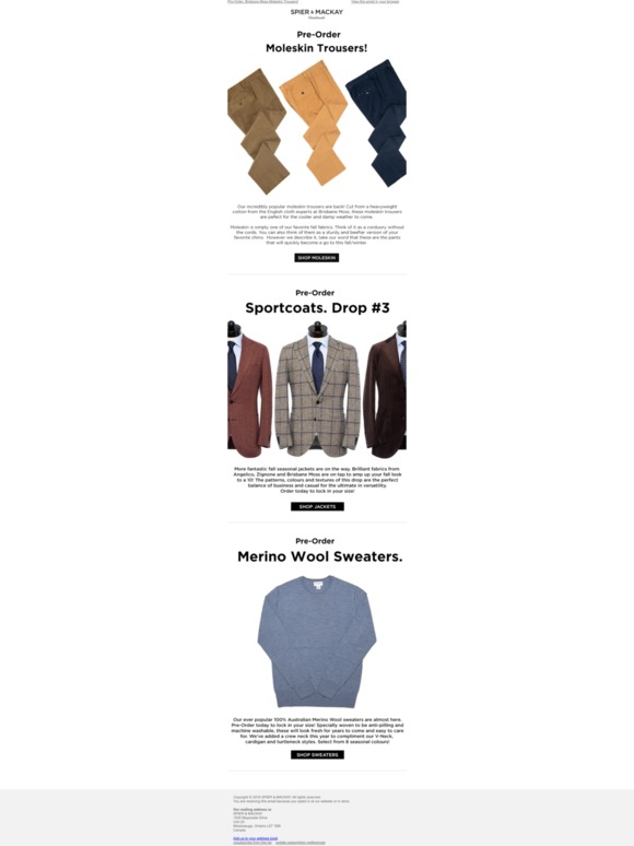 SPIER & MACKAY PreOrder Brisbane Moss Moleskin Trousers! They're