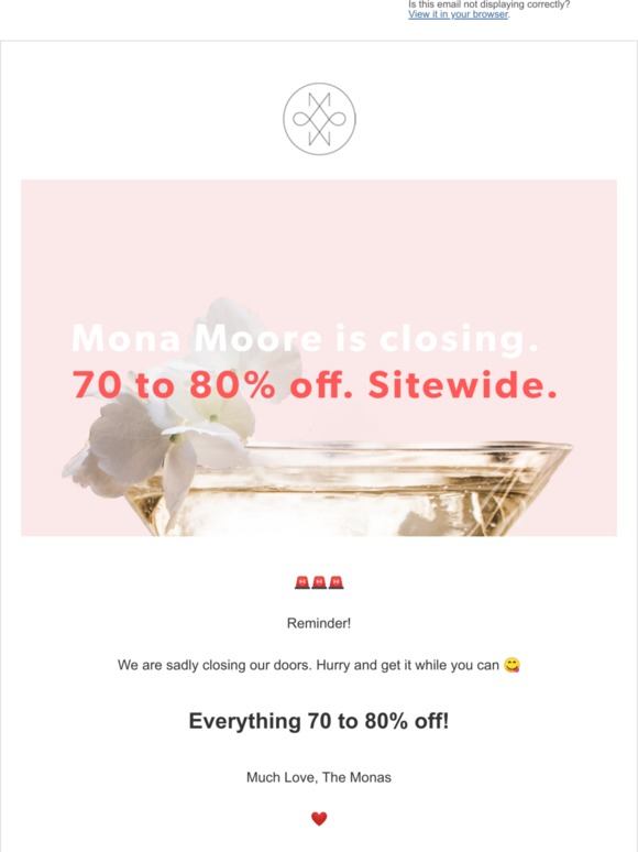 🙀 STORE CLOSING REMINDER! EVERYTHING 70 to 80% off.