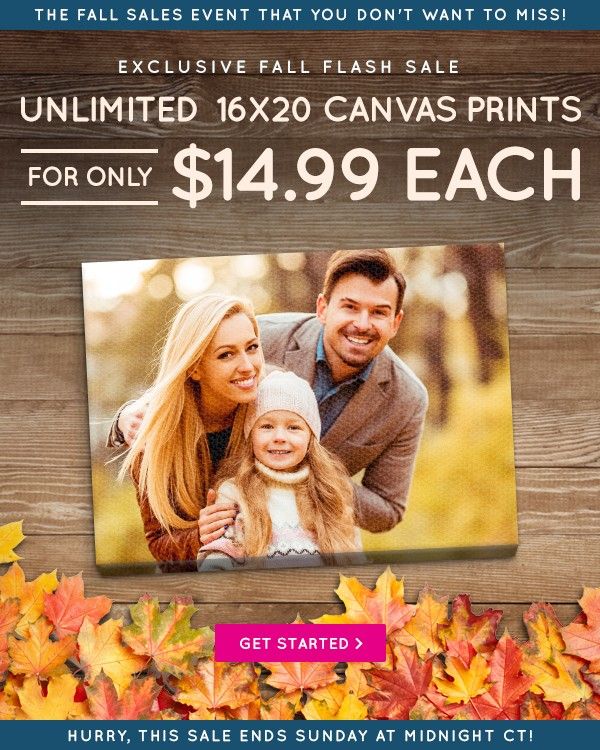 Easy Canvas Prints Final Days Unlimited 16x20's for 14.99 Each Ends