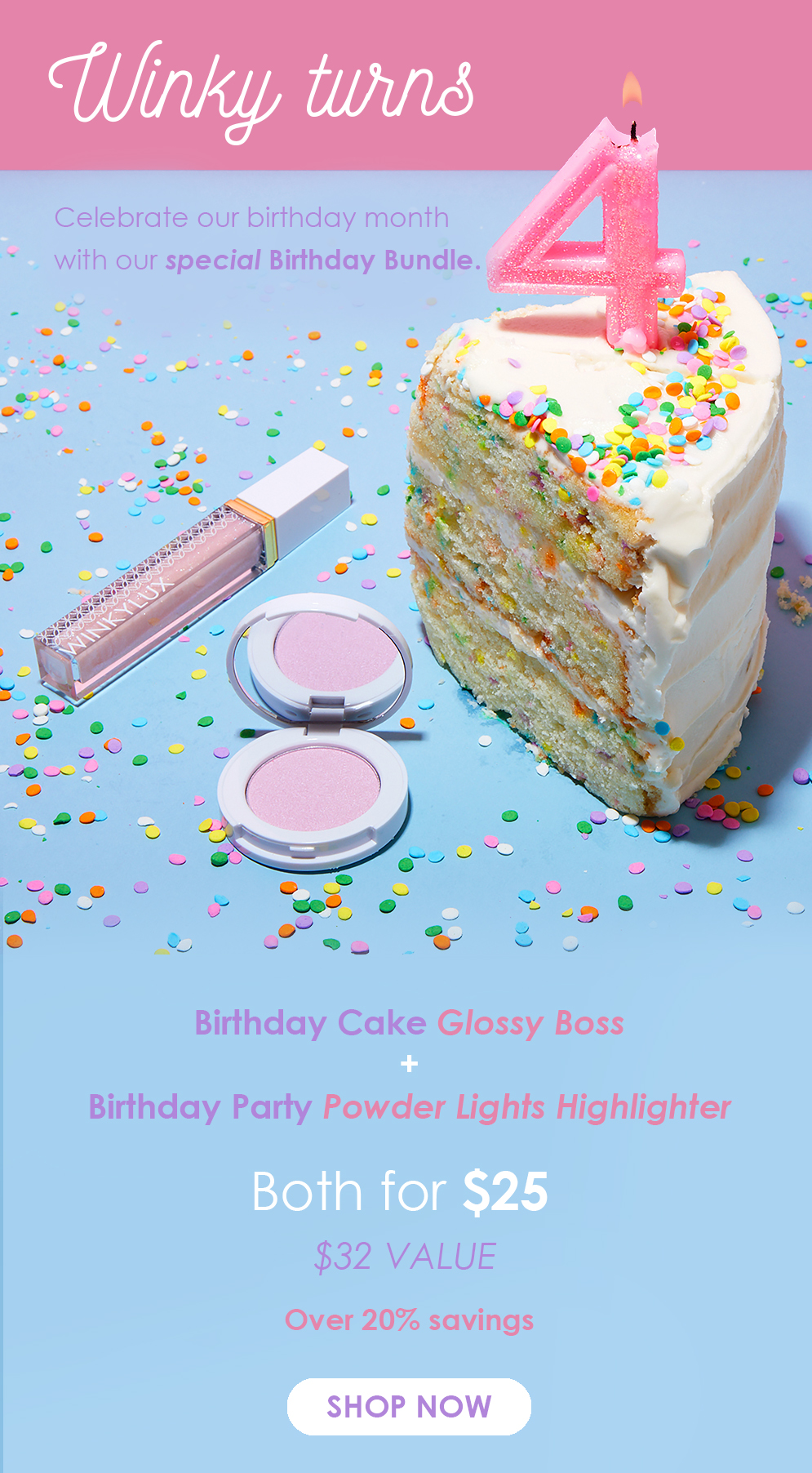 winky lux birthday party highlighter