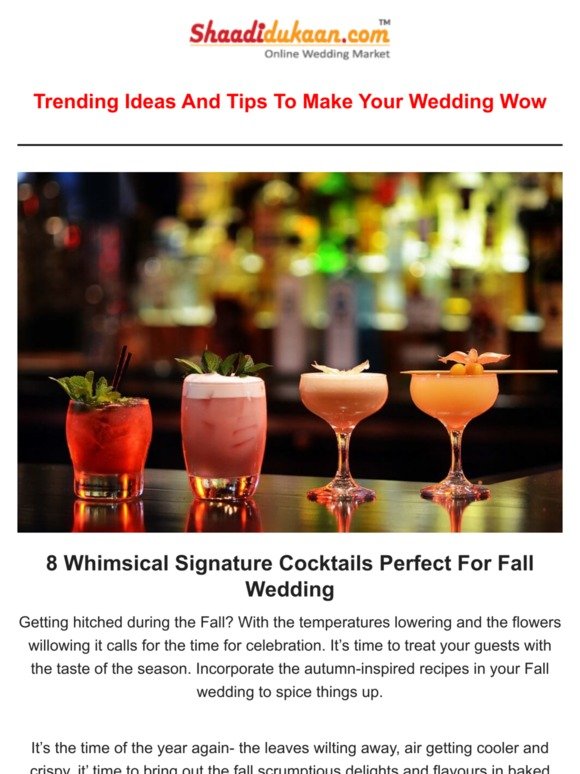 8 Whimsical Signature Cocktails Perfect For Fall Wedding