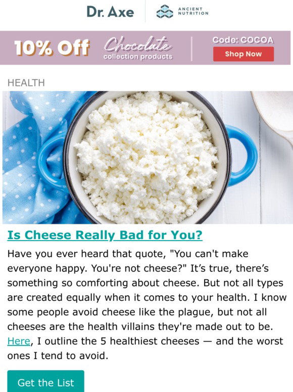 Dr. Axe Drumroll...and the 5 healthiest cheeses are... Milled