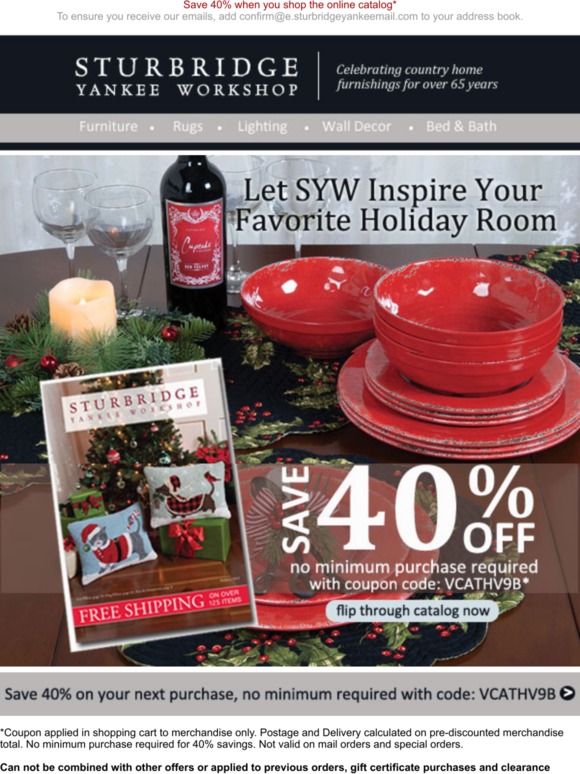 Sturbridge Yankee Shop the Online Catalog Today & Save 40