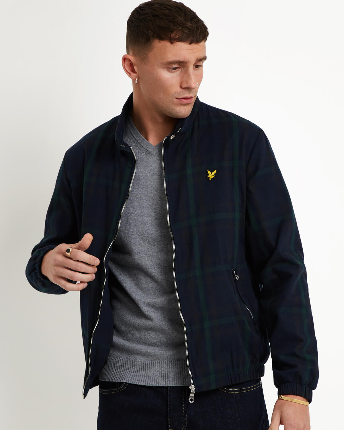 lyle and scott tartan harrington jacket