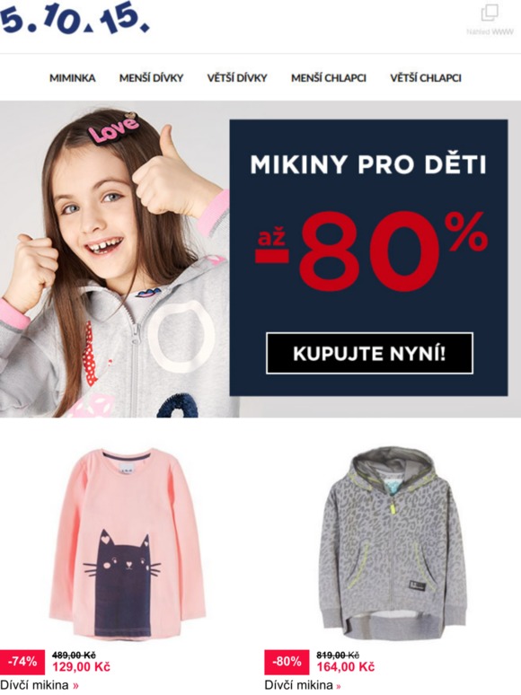 Teplé mikiny pro děti až -80%