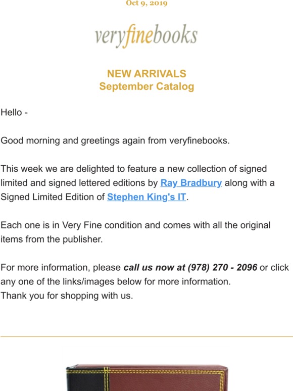 New arrivals Oct. 9th - Ray Bradbury and King's IT