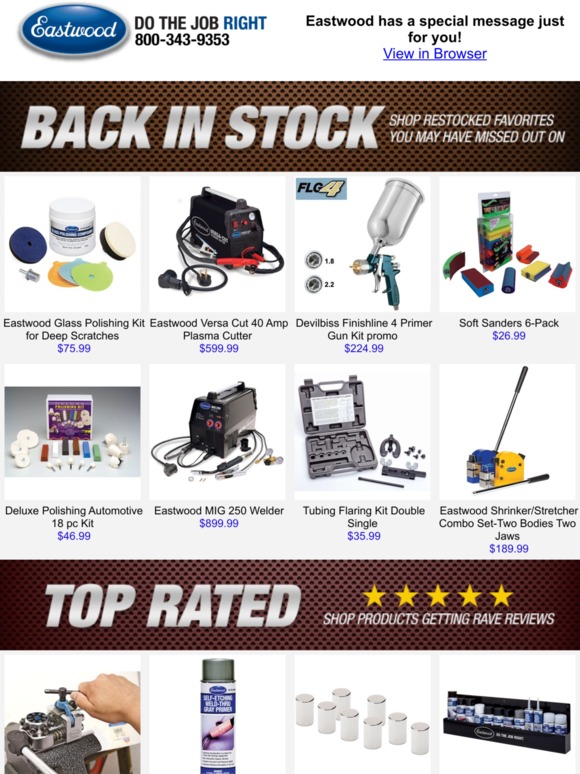 Eastwood Back By Demand Your Favorite Eastwood Products! Milled
