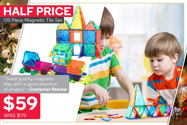 Kogan.com: Half Price 120 Piece Magnetic Tile Set, Now $59 | Top Toys