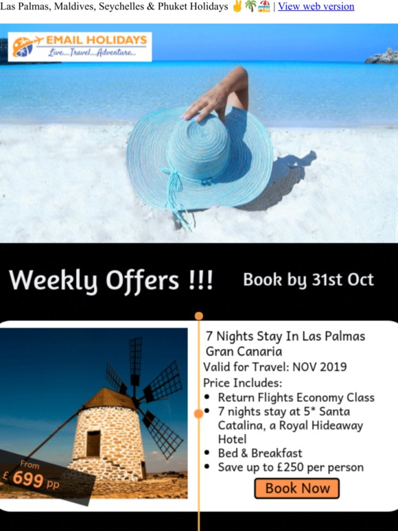Exclusive Fares from £585 PP & Save Upto £250 PP: Book Your Holidays to Las Palmas, Maldives, Seychelles & Phuket