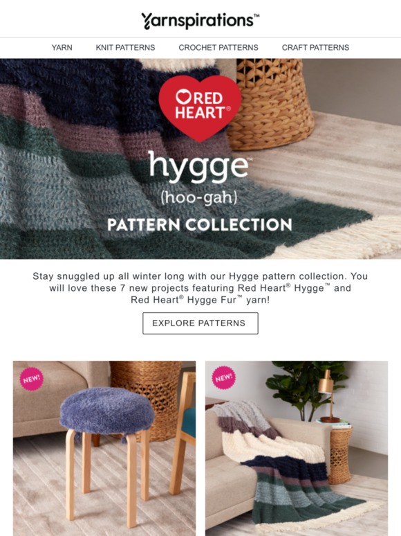 Yarnspirations 7 New Red Heart Hygge Patterns Milled