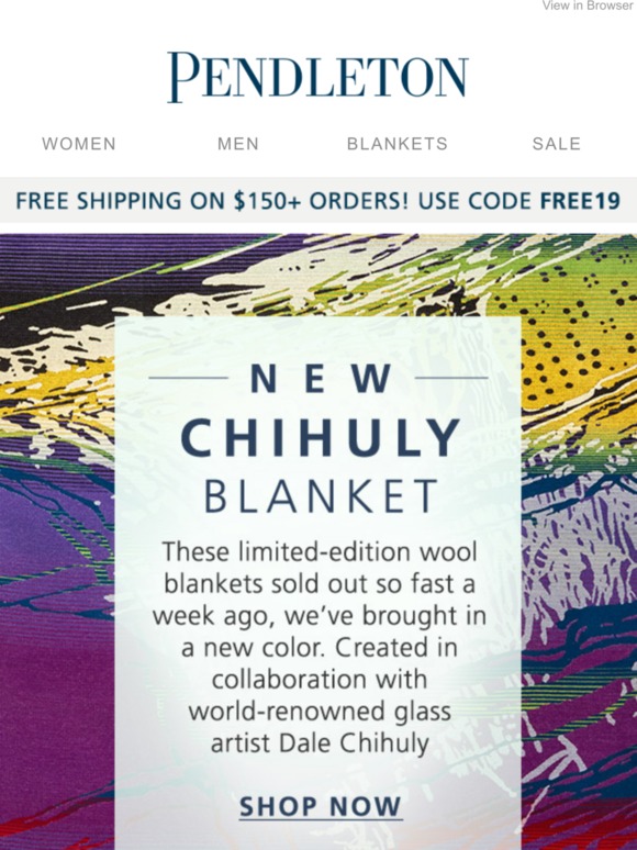 Pendleton Woolen Mills NEW LimitedEdition Chihuly Blanket Milled