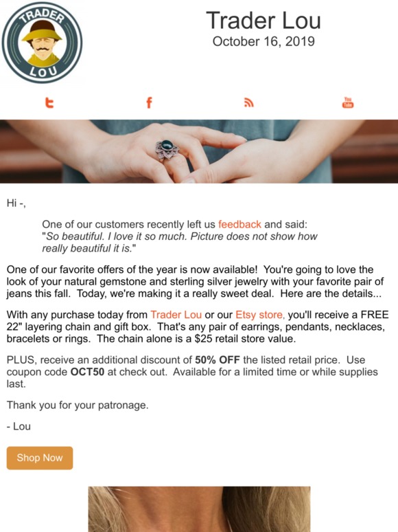 Did you get your complimentary chain -?