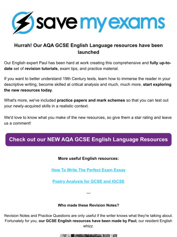 Save My Exams: AQA GCSE English Language Resources Are HERE! | Milled