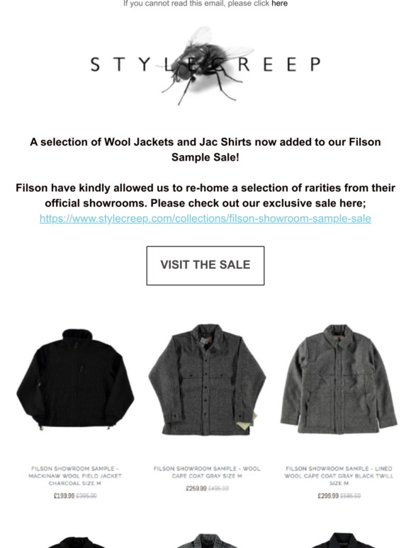 Filson Wool Jackets & Jac Shirts Showroom Sample Sale @Stylecreep