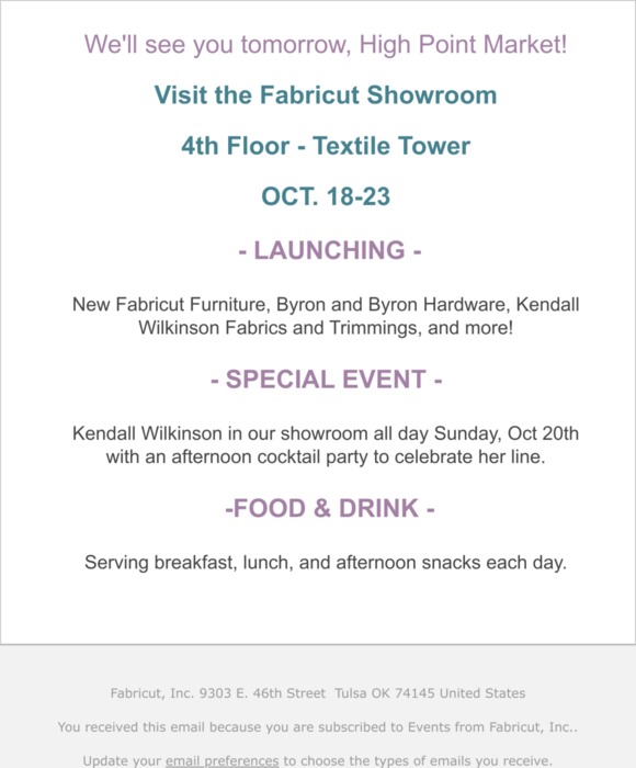 We'll see you at High Point Market tomorrow!