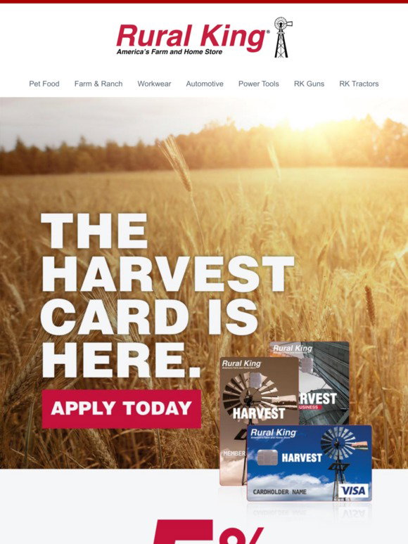 Rural King.com: The Harvest Card is Here! More Cash. Every Day. Everywhere. | Milled