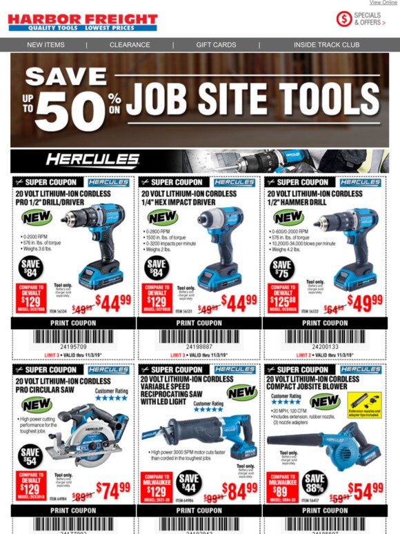 Harbor Freight 📢 SAVE UP To 50 On JOB SITE TOOLS Milled