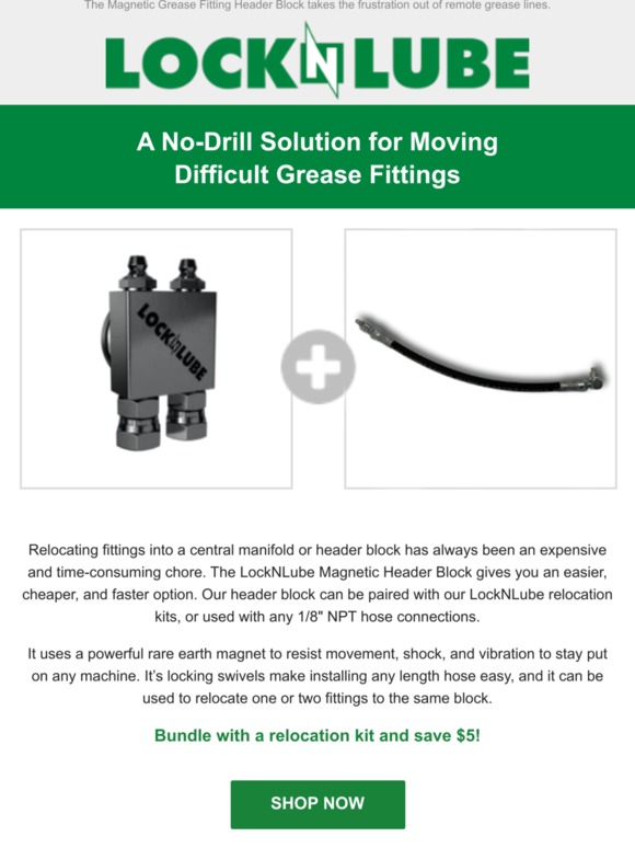 LockNLube A NoDrill Header Block for Remote Grease Lines Milled