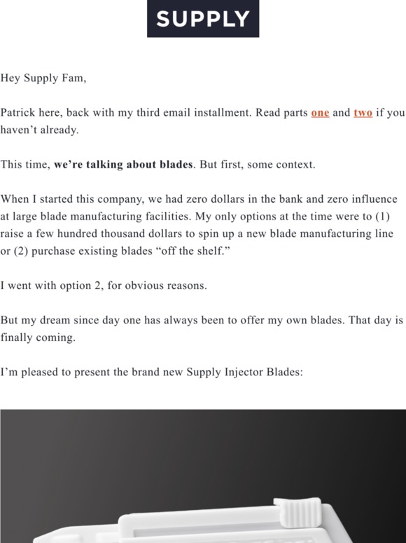 Supply Free Blades for Life Milled