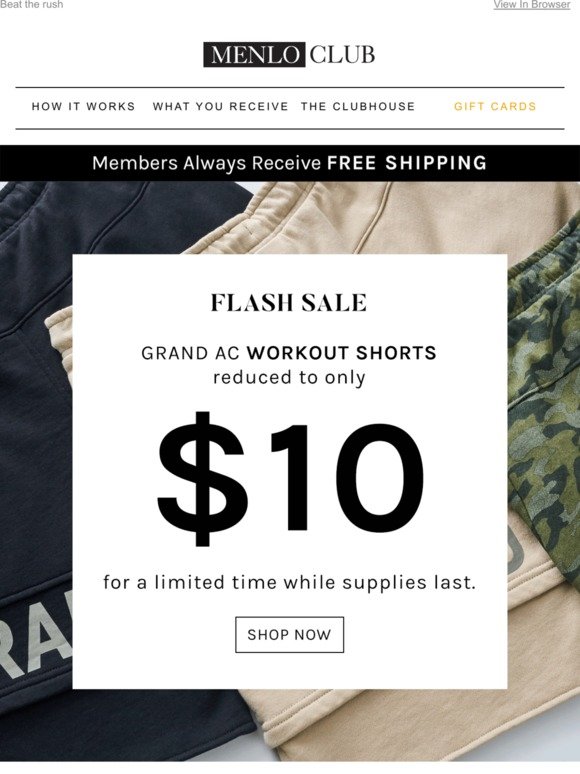 Flash Sale! $10 Shorts Available Now