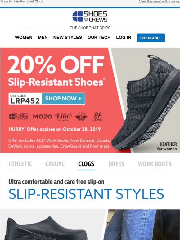 20% Off + Comfortable Casual Clogs For Long Shifts