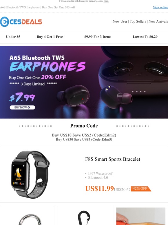 A6S Bluetooth TWS Earphones | Buy One Get One 20% off