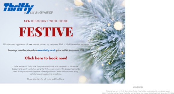 Thrifty Car and Van Rental Festive Offer