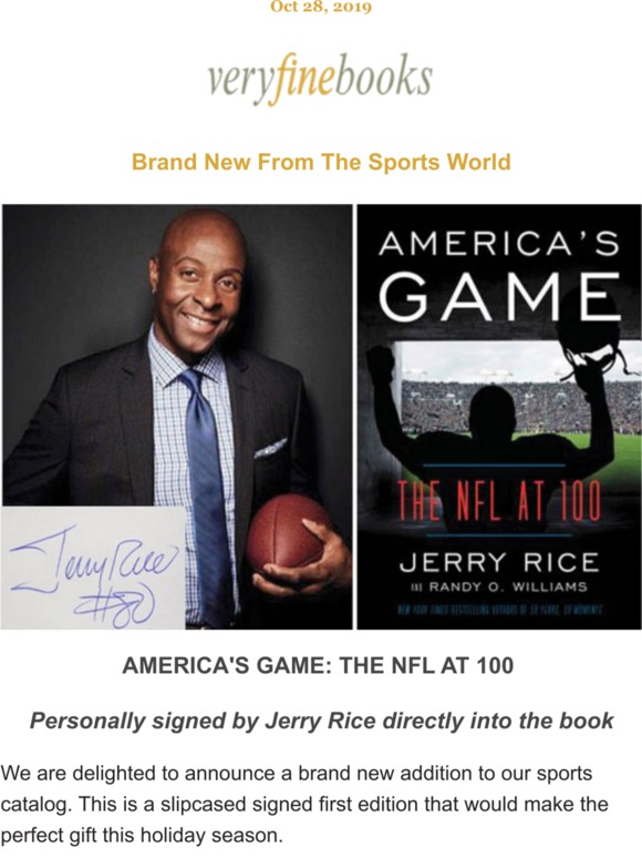 Jerry Rice "America's Game" Signed First Edition - Slipcased w/COA