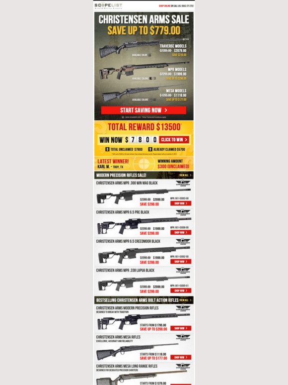 Scopelist Christensen Arms Rifles for Hunting, Long Range Shooting