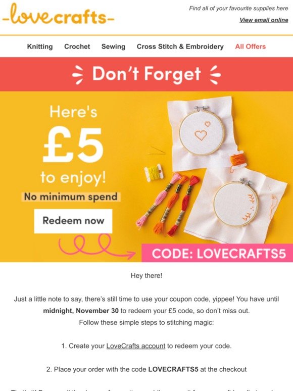 Don't forget! You have £5 to spend on craft supplies