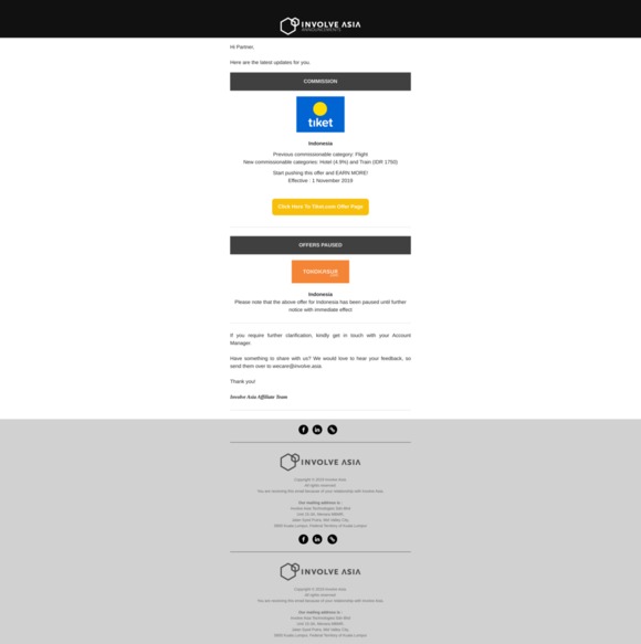 OFFER UPDATES : TIKET.COM (Commission), PAUSED Toko Kasur (ID)