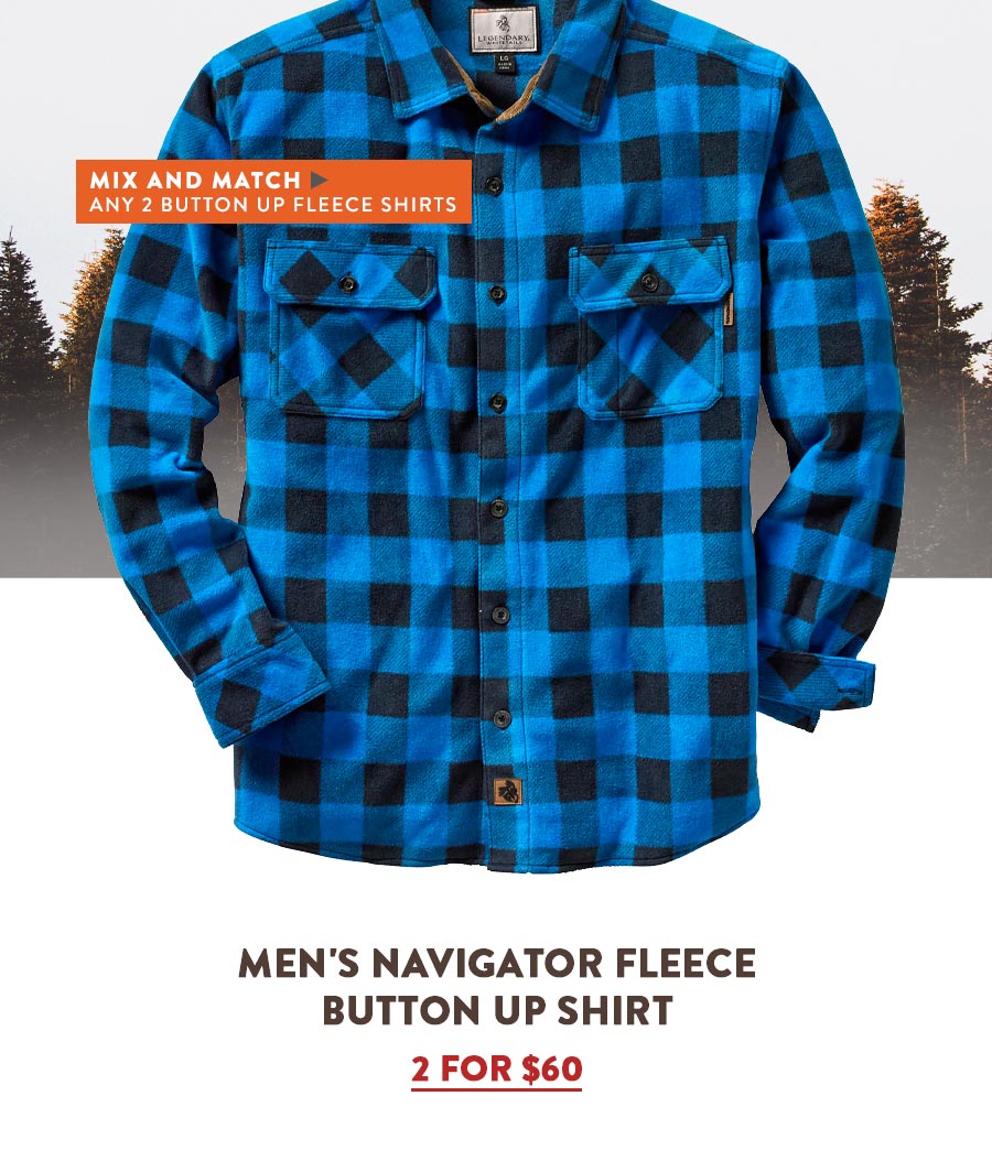 legendary whitetails men's navigator fleece button up shirt