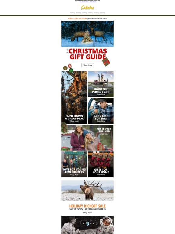 Cabela's Get your Christmas shopping done early Milled