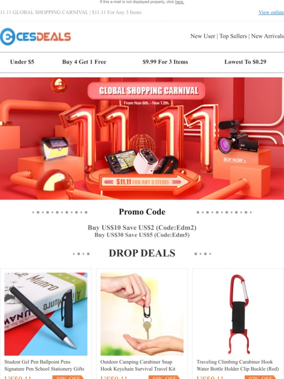 11.11 GLOBAL SHOPPING CARNIVAL | $11.11 For Any 3 Items