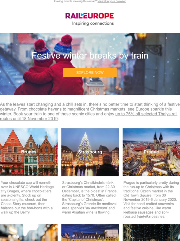 See Europe sparkle this winter with 75% off selected rail routes