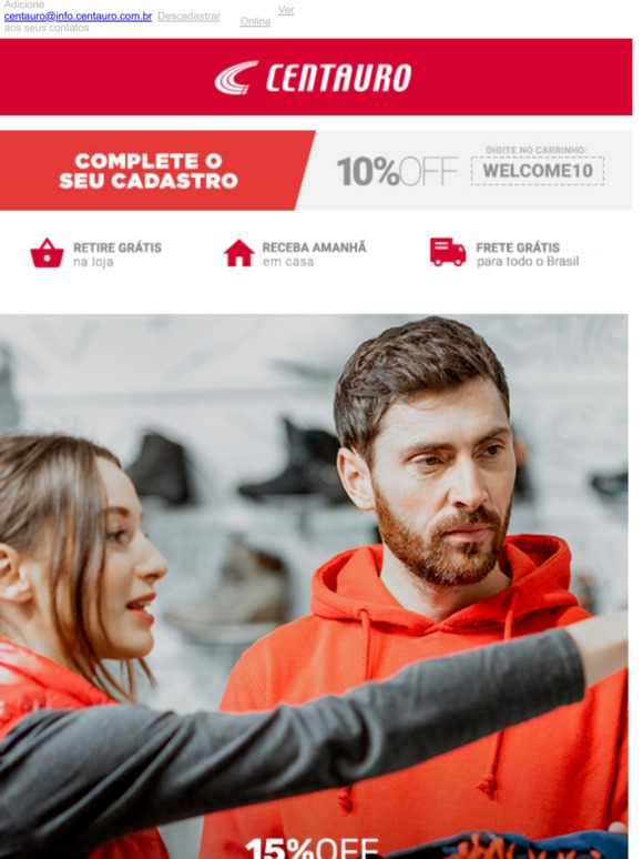 15% Off na sua primeira compra!
