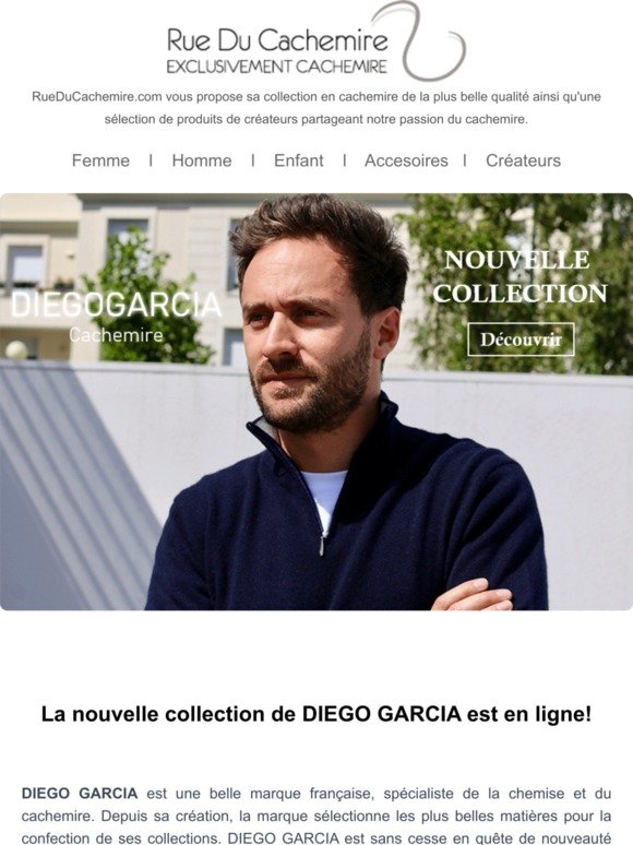 DIEGO GARCIA: Nouvelle collection arrive sur RueDuCachemire.com
