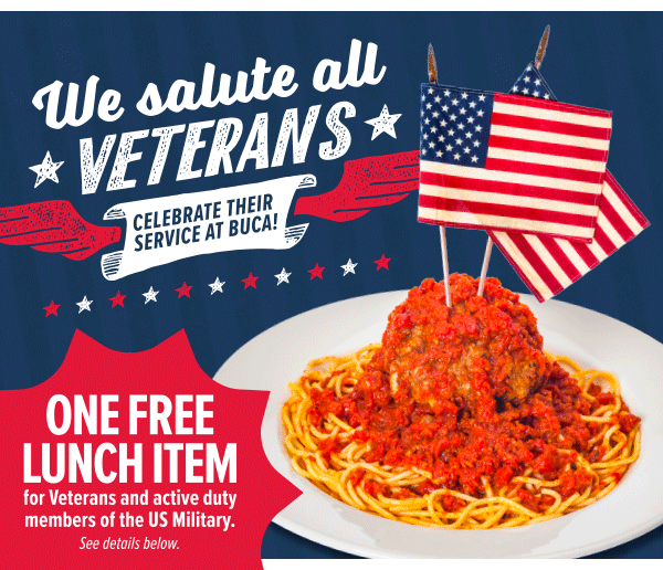 Buca Di Beppo Veterans We Thank You For Your Service Milled