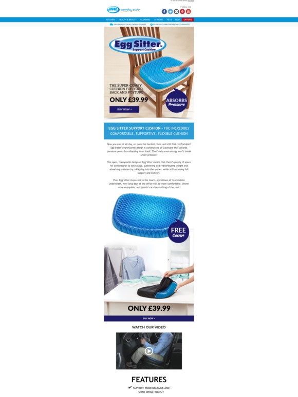 JML Direct The incredibly comfortable and supportive cushion Milled