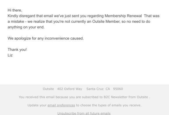 Outsite Whoops Ignore That Last Email Milled