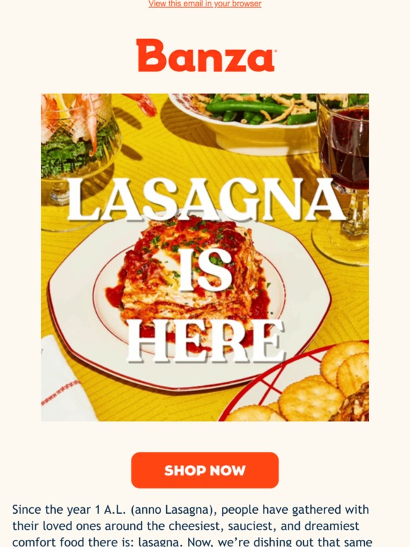 Lasagna has arrived