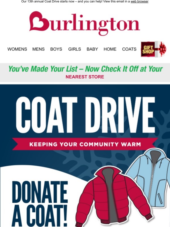 burlington coat donation