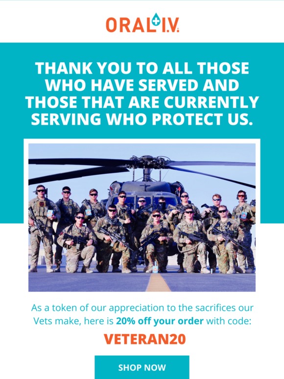 🇺🇸 Oral I.V. is Thankful for Veterans! 🇺🇸