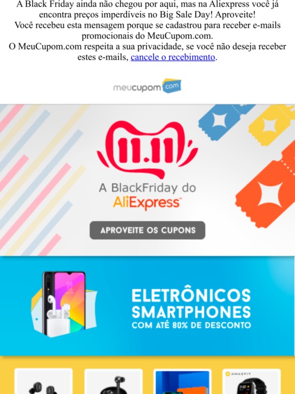 Já é Black Friday na Aliexpress! Aproveite os Cupons e Ofertas Imperdíveis do Big Sale Day! Clique e Confira