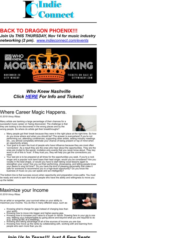 Nashville Networking Meeting + Where The Magic Happens + Maximizing Your Income