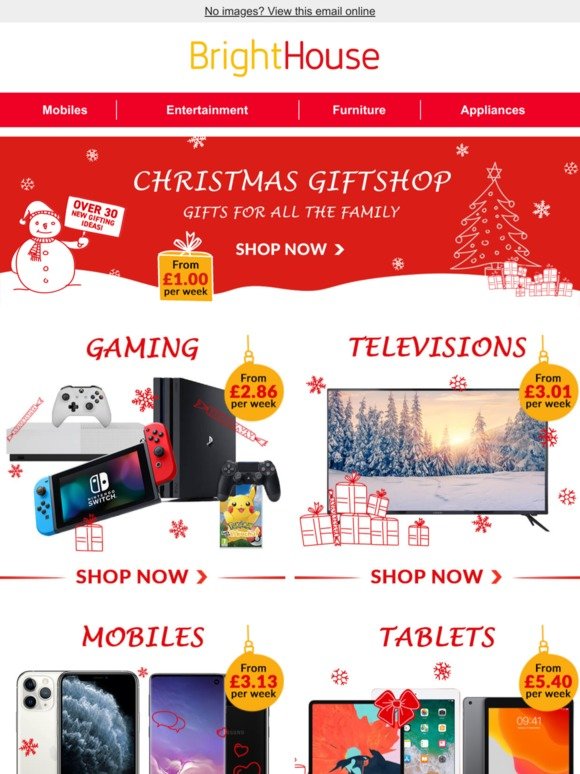 Christmas gifts at low weekly prices ð