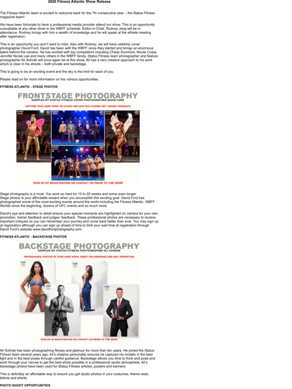 Meet the "Status Fitness Magazine" team at Fitness Atlantic 2020 