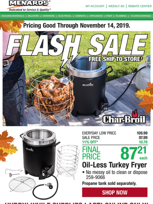 Menards ⚡Flash Sale⚡ Turkey Fryer! Milled