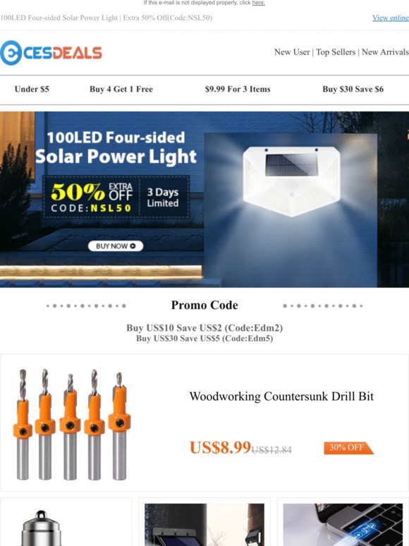 100LED Four-sided Solar Power Light | Extra 50% Off(Code:NSL50)